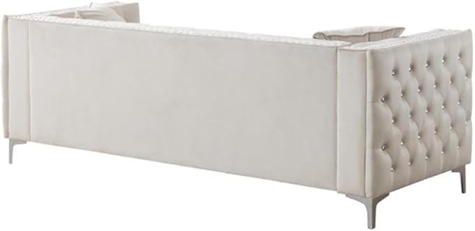 Glory Furniture Paige Velvet Sofa in Ivory