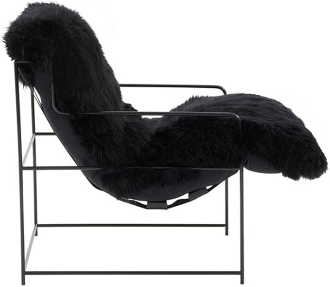 Tov Furniture Kimi Black Genuine Sheepskin Living Room Accent Chair
