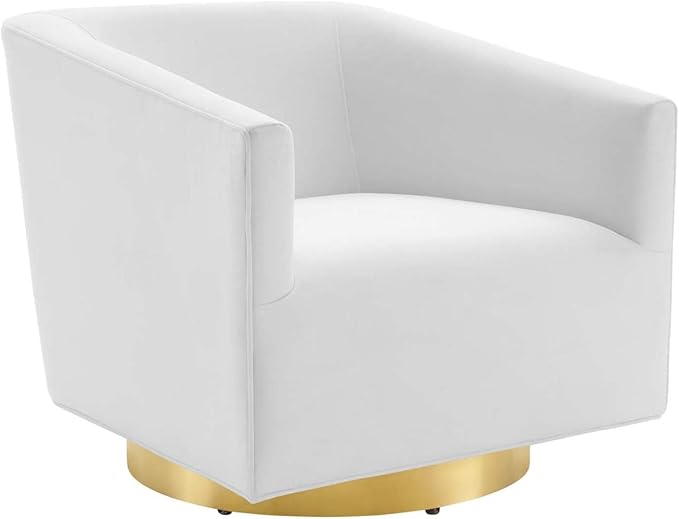 Modway Twist Performance Velvet Accent Lounge Swivel Chair in White