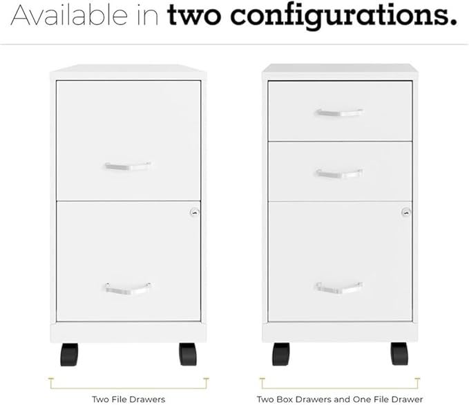 Orison Office 18 2 Drawer Mobile Ultra Pedestal File Cabinet Alpine White