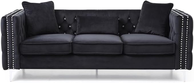 Glory Furniture Paige Velvet Sofa in Black