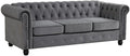 Chesterfield Button Tufted Velvet Fabric Livingroom Sofa-Gray