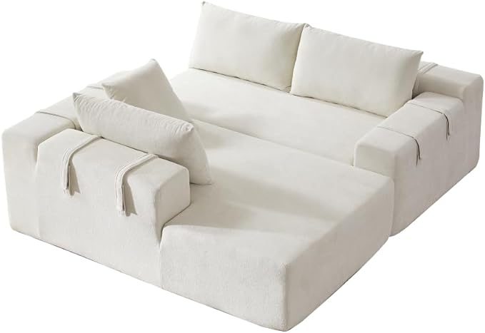 2026 New 108 L Shaped Sectional Sofa Couch Chenille Boneless Couch Deep Seat Sectional Modular Couch for Living Room No Assembly Required