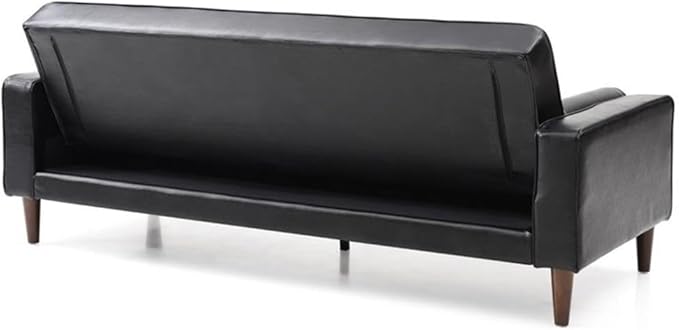 Glory Furniture Andrews Faux Leather Sleeper Sofa in Black