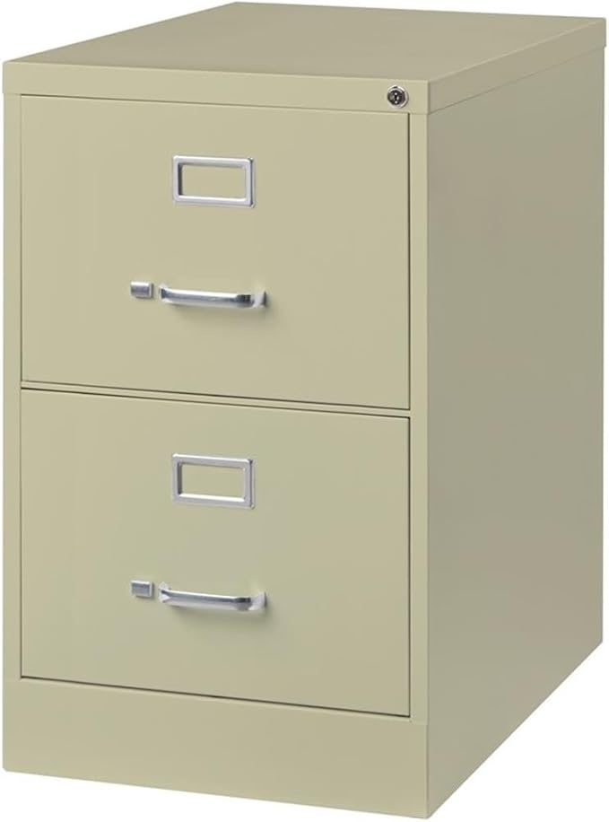 Pemberly Row 26.5 D Metal Vertical Filing Cabinet Legal Width 2 Drawer Putty Finish Durable Commercial Grade Steel Lockable Office Storage for Files Fully Assembled