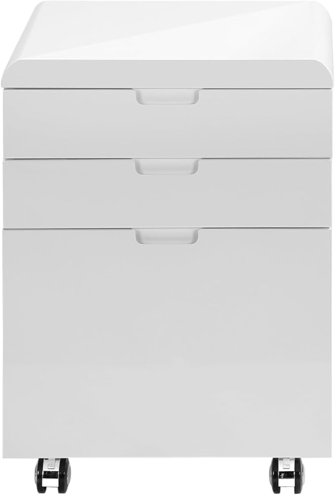 Rolling Mobile File Storage Cabinet with Smooth Drawer Glides 3 Drawer File Cabinet with Inset Drawer Handles Assembly Required
