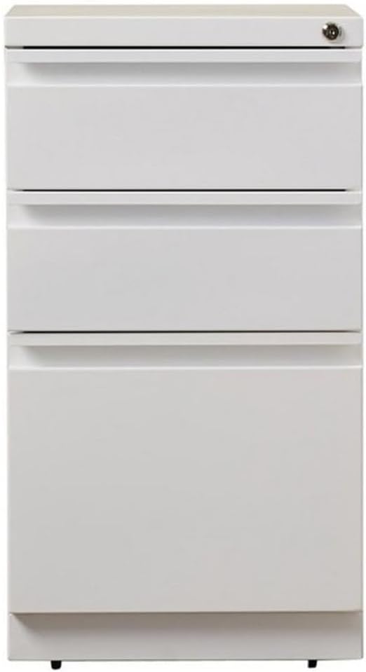 Pemberly Row 3 Drawers 27.75 Vertical White Metal Filing Cabinet Lockable Pre-Assembled Stationary Letter Size for Home Office