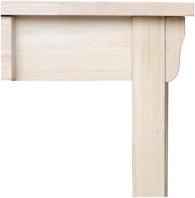 Pemberly Row Mid Century Writing Desk 45 W x 22 D x 30 H Solid Hardwood Butcher Block Surface Single Drawer with Euro Glide Ready to Assemble Home Office Desk
