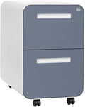 Laura Davidson Furniture Stockpile 2 Drawer Mobile File Cabinet with Lock - Under Desk Metal Filing Cabinet Legal/Letter File Folders Wheels and Stationary Feet Pre-Assembled Coastal Blue