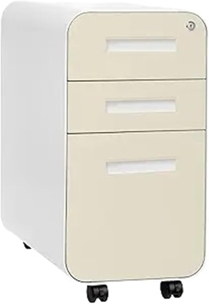 Mobile File Cabinet Slim 3-Drawer Mobile File Cabinet with Lock - Under Desk Metal Filing Cabinet Legal/Letter File Folders(Color12)