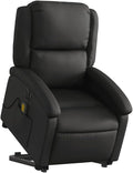 vidaXL Electric Massage Recliner Chair - Black Real Leather Power Lift Assist Vibrating Massage Recliner with Side Pocket Ideal for Living Room or Lounge