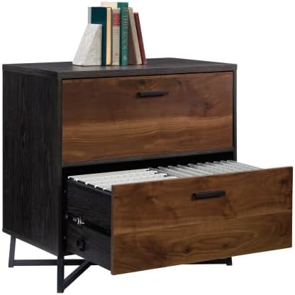 2 Drawer Small File Cabinet with Lock - Modern Farmhouse Under Desk Locking Drawers Storage CabinetOrganizer for Home Office Filing CabinetsDarkWalnut