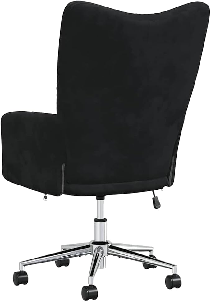 vidaXL Relaxing Chair – Black Velvet Adjustable Height 360-Degree Swivel Rolling Castors Sturdy Steel Frame - for Office Living Room Lounge Area