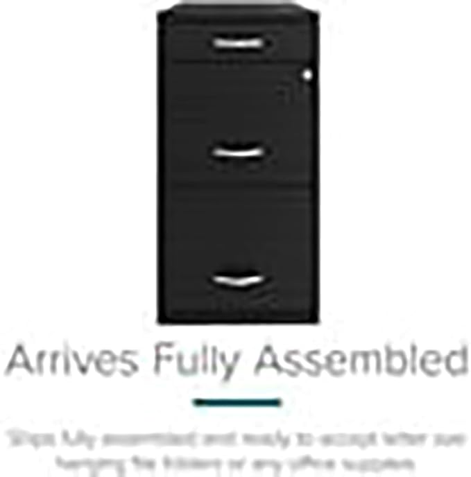 UrbanPro 3-Drawer Metal Filing Cabinet 18 D x 14.25 W x 27.32 H Black Finish Lockable Storage Organizer High-Sided Letter File Drawers Compact Home or Office Filing and Accessory Organizer