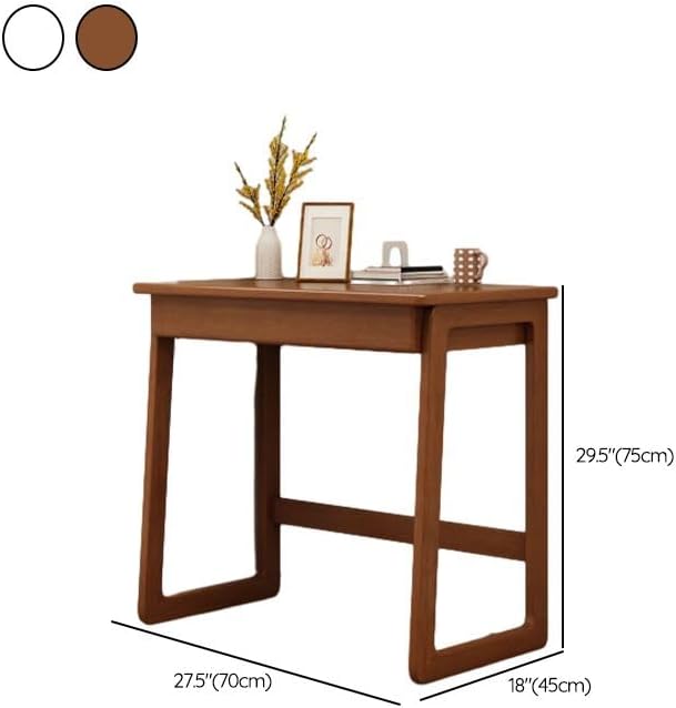 CraftThink Wooden Writing Desk with Hidden Drawer Rectangular Computer TableSimple Style Home Office Workstation Study Table Easy Assembly Without Chairs (Brown 27.5 L x 18 W x 30 H)