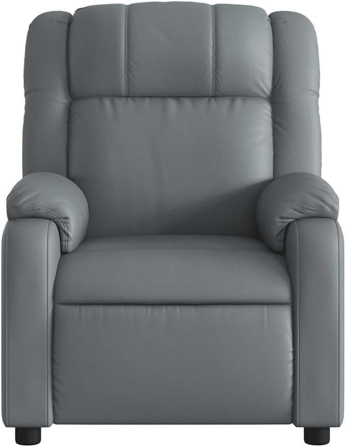 vidaXL Massage Recliner Chair for Elderly - Gray Faux Leather Armchair with Vibration Massage Manual Recline and Storage Pocket