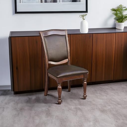 Pemberly Row Faux Leather Side Chair – Upholstered Wood Frame Accent Chair 19.5 Seat Height 40.5 H x 24.5 W x 26 D Adult Seating