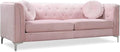 Glory Furniture Pompano Velvet Upholstered Sofa in Pink