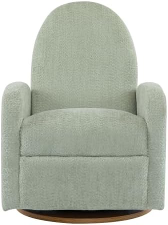 Christopher Knight Home Sidney Boucle Fabric Upholstered 360° Swivel Chair Push-Back Recliner Solid Wood Glider Recliner with Rotation Living Room Lounge Chair Adjustable Backrest Greyish Green