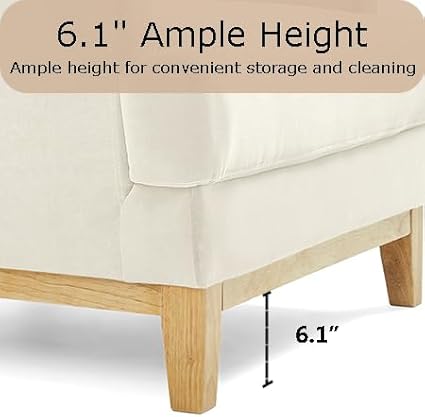 LINSY Accent Chair Large Reading Chair with Rubberwood Base Mid Century Modern Armchair with Lumbar Pillow Cozy Single Sofa Chair for Living Room Bedroom Office Study Velvet Arm Chair Beige