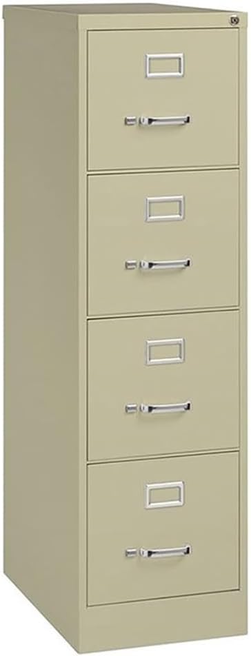 Pemberly Row 4 Drawers 52 Vertical Beige Metal Filing Cabinet Lockable Pre-Assembled Stationary Letter Size for Home Office