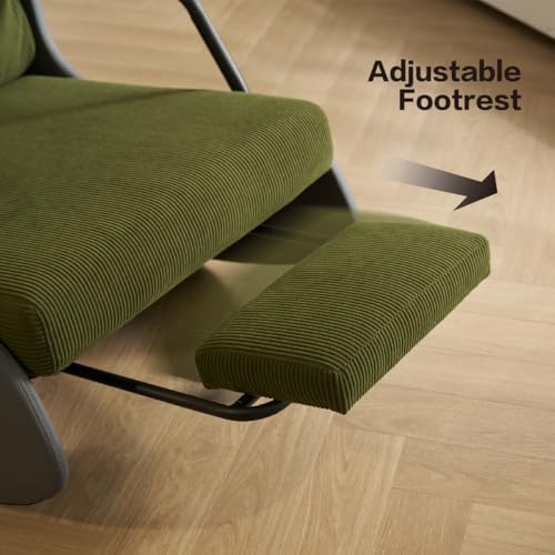 Rocking Recliner Chair for Adults Upholstered Plush Seating Glider Rocker with High Backrest Reading Chair Modern Nursery Accent Sofa Chairs Glider for Living Room (Grey/Green)