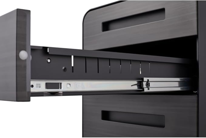 3-Drawer Mobile Filing Cabinet with Lock Metal Filing Cabinet to be Installation Required (Black Wood)