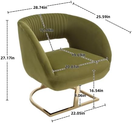 Upholstered Tufted Chair Recliner Chair for Adults with Metal Stand Textured Linen Fabric Sofa for Kids Bedroom Living Room (Green)