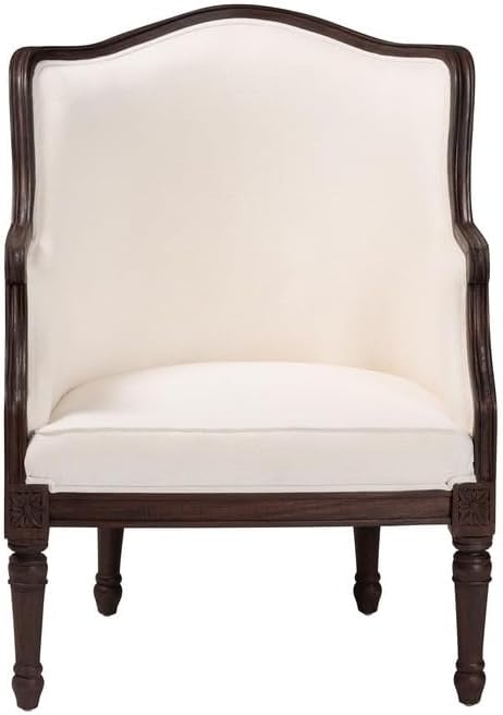 Beige Upholstered Armchair with Woven Accents - Elegant Living Room Chair
