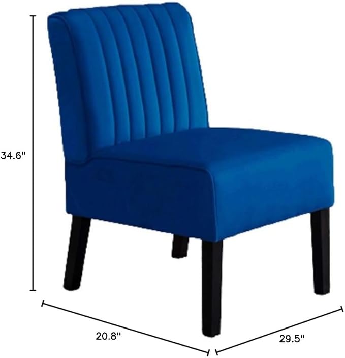 Reeso Mid Century Modern Accent Chairs Set of 2 with Minimalist Design Elegant Velvet Upholstery and Solid Wood Legs Ideal for Living Room or Bedroom Cobalt Blue