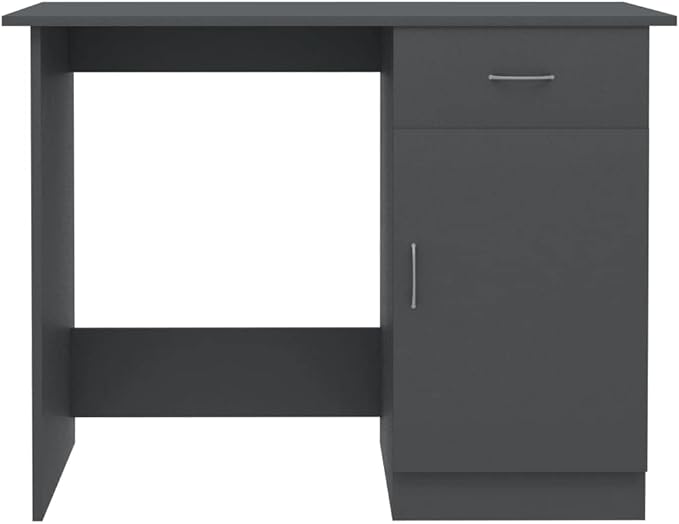 vidaXL Desk Computer Desk Home Office Desk with Drawer Gray Engineered Wood