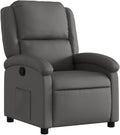 vidaXL Recliner Chair - Gray Real Leather Adjustable Wingback Armchair Manual Recline up to 135° Ergonomic Design with Footrest for Elderly Sturdy Frame and Convenient Side Pocket