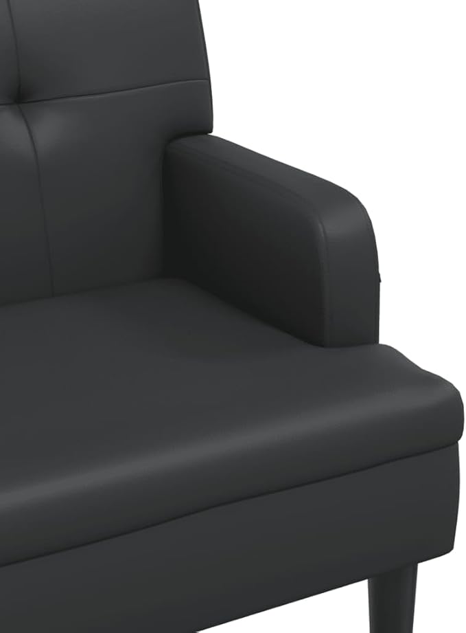 Loveseat Sofa Bench with Backrest Modern Loveseat Bench Sofa Couch 2-Seat Sofa Lounge Bench for Small Spaces Living Room Apartment Office Dorm Black 44.1x25.8x29.5 Faux Leather -10