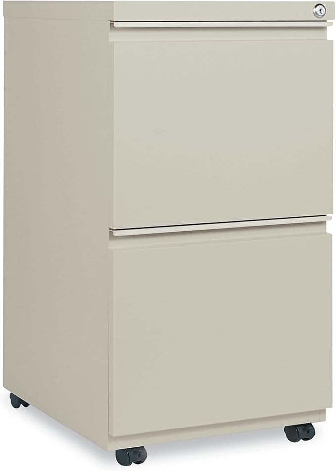 Alera PBFFPY Two-Drawer Metal Pedestal File with Full-Length Pull 14 7/8w x 19 1/8d Putty