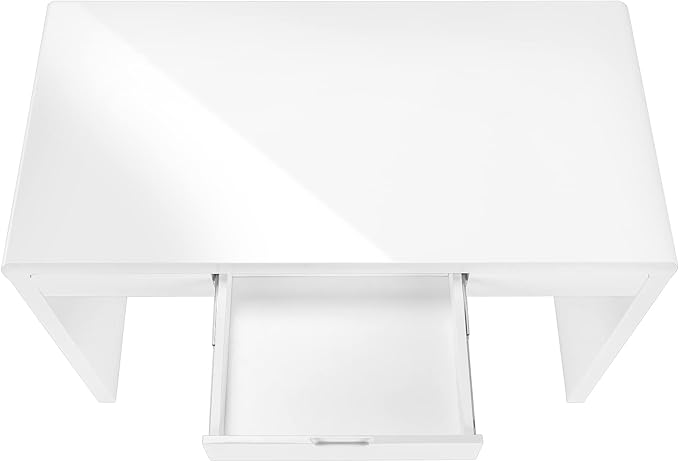 Computer Desk Home Office Laptop Storage Drawers 48 l Work Glossy White Laminate Contemporary Modern