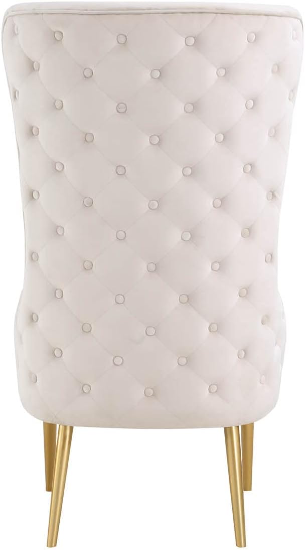 Best Master Furniture Venetian 50 High Back Tufted Velvet Accent Chair Wingback Lounge Armchair with Gold Legs and Upholstered Button Detailing for Living Room Bedroom or Office (Cream)