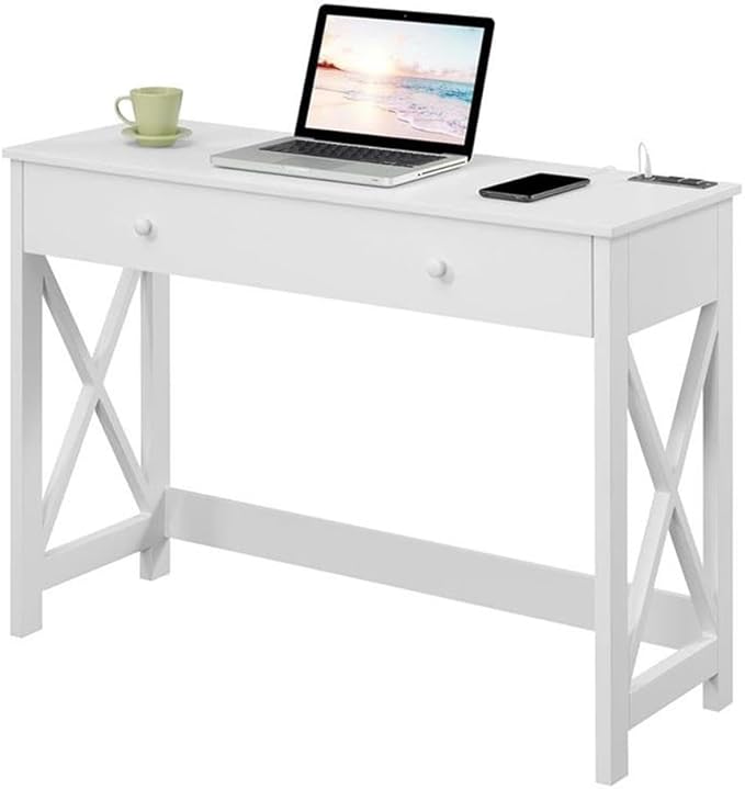 Convenience Concepts Oxford Desk with Charging Station 42 White