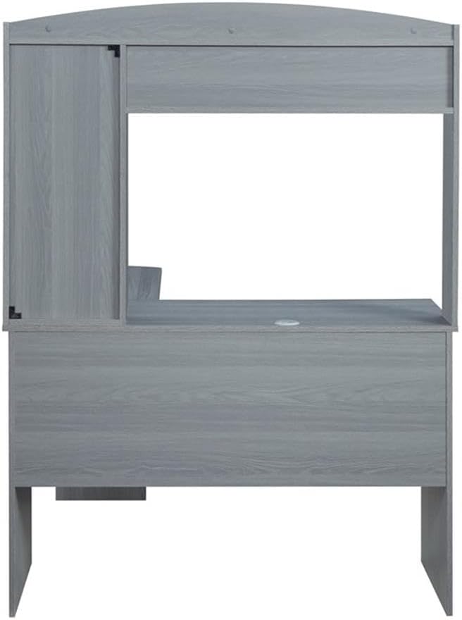 Pemberly Row Modern L-Shaped Engineered Wood Computer Desk with Hutch Gray Finish 5-Shelf Design 60.25 in x 47.25 in x 49.25 in Corner Office or Home Office Desk with Storage