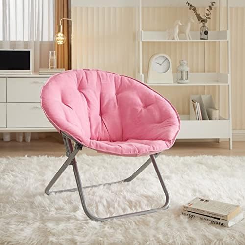 Urban Lifestyle Microsuede Saucer Chair for AdultsPink Cozy Folding Accent Chair for Bedroom Dorm or Lounge