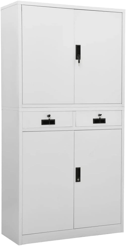 Steel Storage Cabinet Metal Office Cabinet 70.9 Steel Lockable File Cabinet Metal Tool Cabinet for for OfficeHomeGarageGymSchool Light Gray 35.4x15.7x70.9 Steel(Style G) -AA