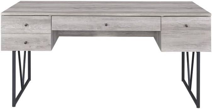 Writing Desk with Drawers Home Office Desk Driftwood Gray