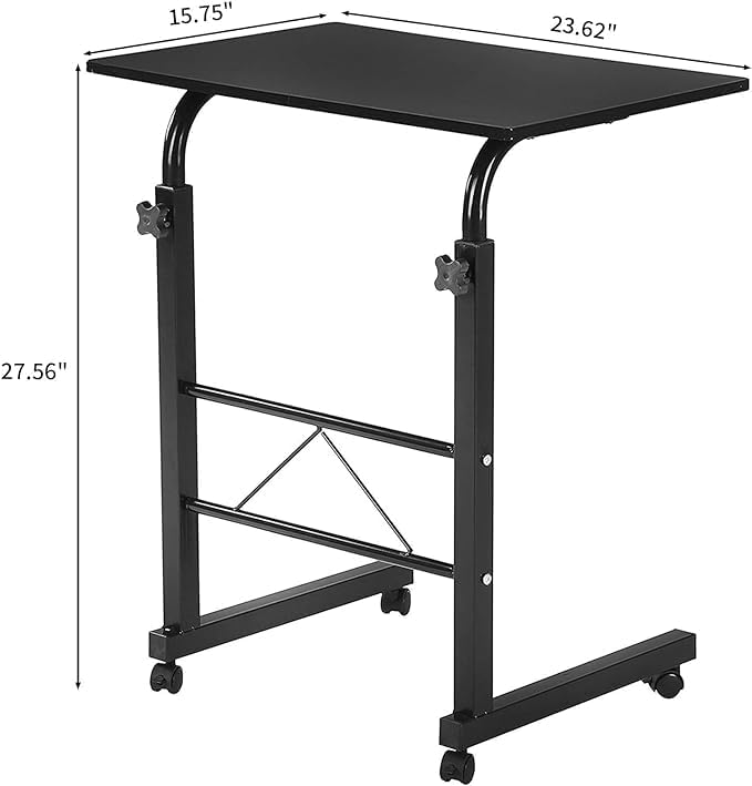 Standing Desk Adjustable HeightStanding Desk SmallRolling Table Adjustable Height with Black Desktop(23.62 L x 15.75 W) for HomeOffice