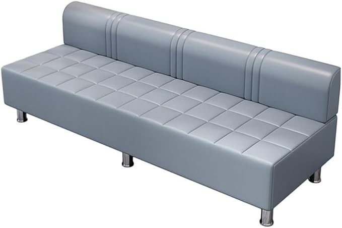 LITFAD Barber Shop Sofa Waiting Chair Modern Leisure Sofa for The Parlor Bedroom Leather Cushioned Couch Gray-Blue 55 L x 21.5 W x 23.5 H