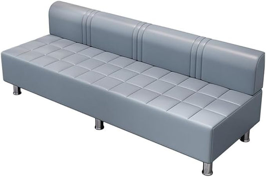 LITFAD Barber Shop Sofa Waiting Chair Modern Leisure Sofa for The Parlor Bedroom Leather Cushioned Couch Gray-Blue 55 L x 21.5 W x 23.5 H