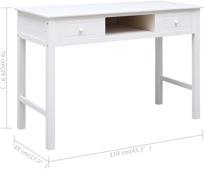 Computer DeskHome Office DeskStudy Writing Table for Home Office Modern Simple Style DeskWriting Desk White 43.3x17.7x29.9 Wood