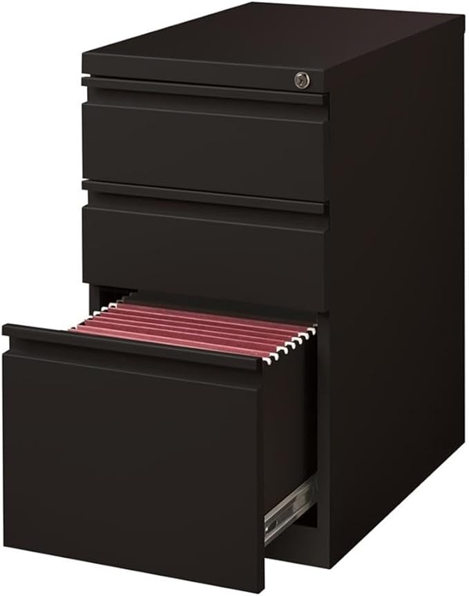 Home Square 2 Piece Pedestal Mobile Filing Cabinet Set in Black