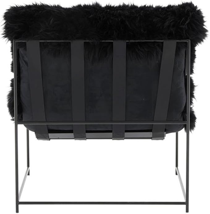 Tov Furniture Kimi Black Genuine Sheepskin Living Room Accent Chair