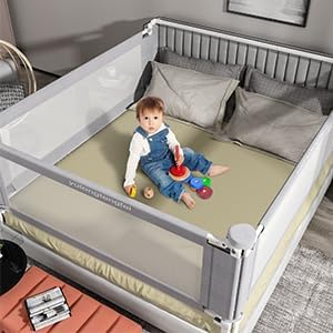 3-Piece Califormia King Size Bed Rail for Toddlers - Adjustable Baby Bed Rail Guard Kids Safety for Califormia King Size Bed (82.7x82.7x70.8-Grey)