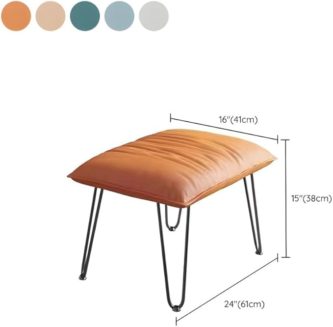 LITFAD Modern Rocking Glider Chair Upholstered Rocking Seat Comfy Rest Reading Chair Water Resistant Nursery Chair for Living Room Bedroom Office - Orange with Ottoman