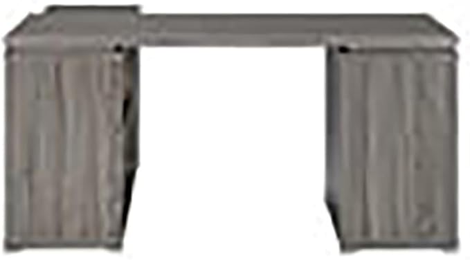 Pemberly Row Contemporary L Shape Writing Desk Weathered Gray/Silver Finish MDF and Particle Board 60 W x 47.25 D x 29.5 H 3 Drawers and Shelves Home Office Desk with File Storage
